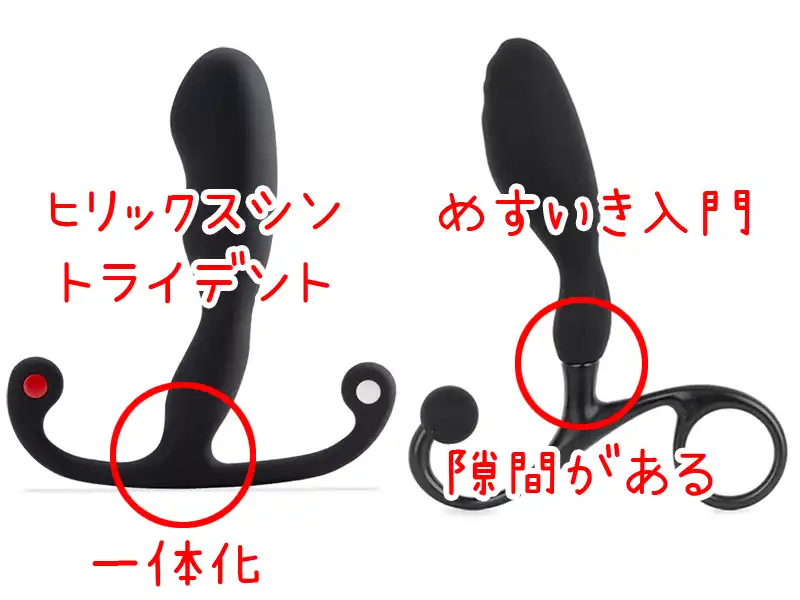 めすいき入門とヒリックスシントライデントの構造の違いを比較した画像
